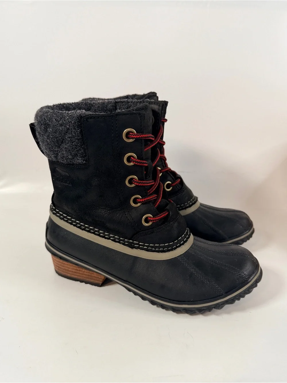 Sorel Women’s 7.5 Lace-Up Waterproof Ankle Boots Wool Cuff